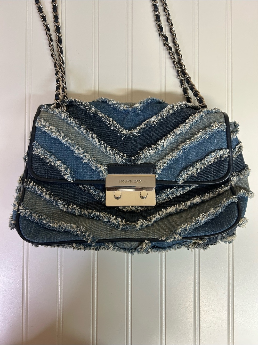 Michael Kors Small Denim Chevron Bag - Picture 5 of 11